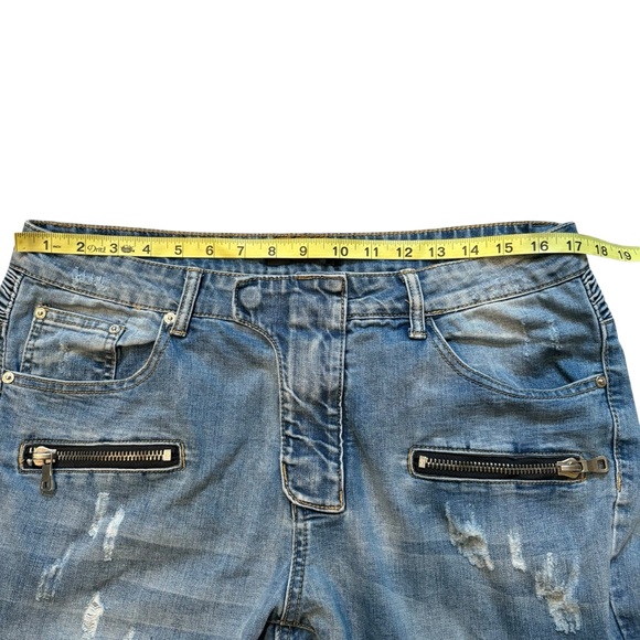 Balmain Paris T551 B658 Distressed Biker Moto Jeans, Sz W34/L31 - Picture 9 of 16